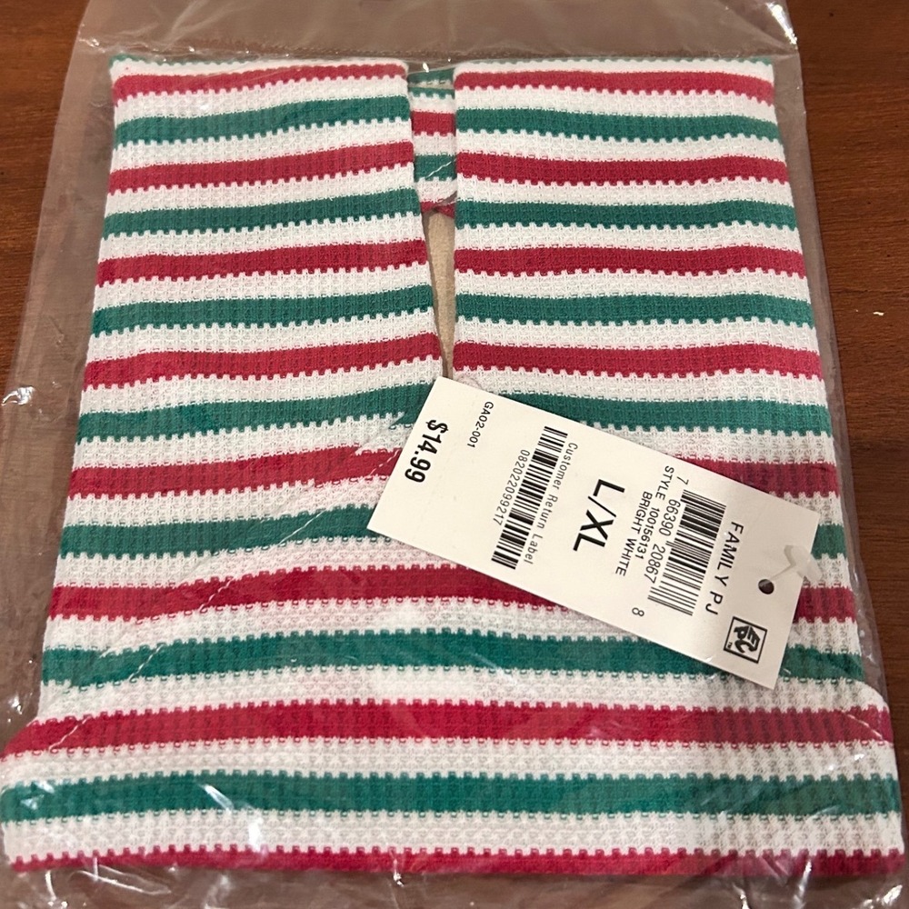Dog Christmas Holiday Pet Bandana Waffle Knit Red Green White Stripe L/XL